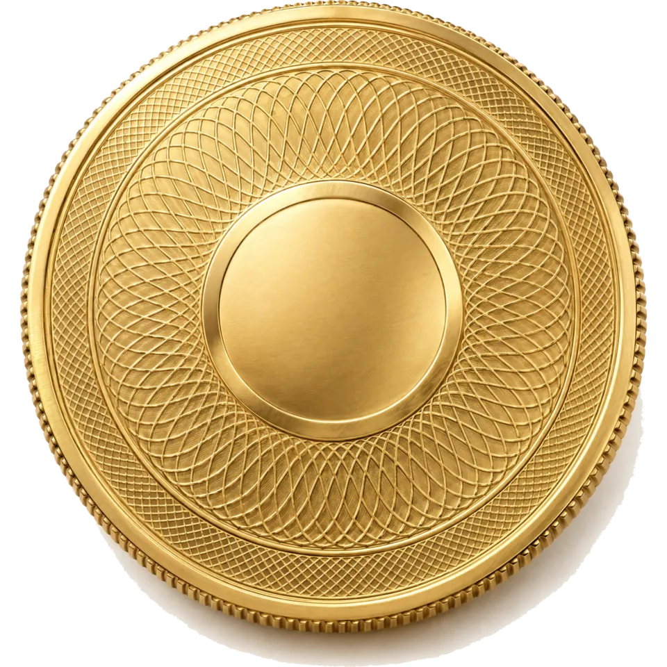An engraved gold coin with a fine rosette pattern